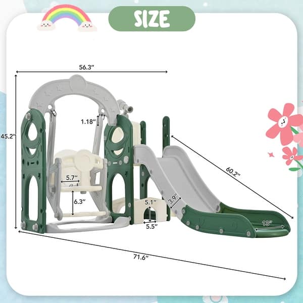 Toddler Slide and Swing Set 5 in 1, Kids Playground Climber Slide Playset with Telescope, Freestanding Combination for Babies