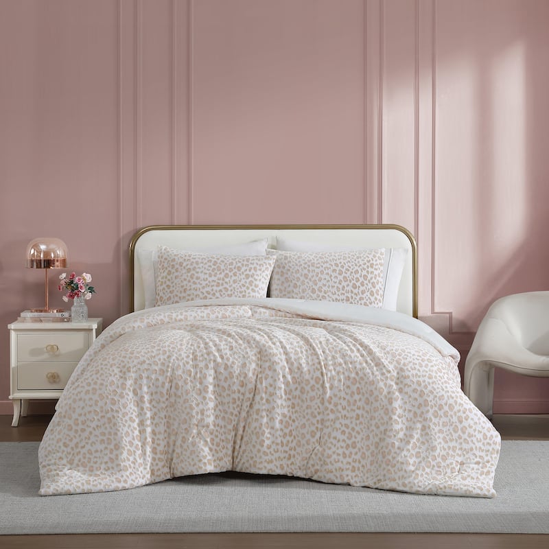 Betsey Johnson Betseys Leopard Velvet Beige Reversible Comforter Set