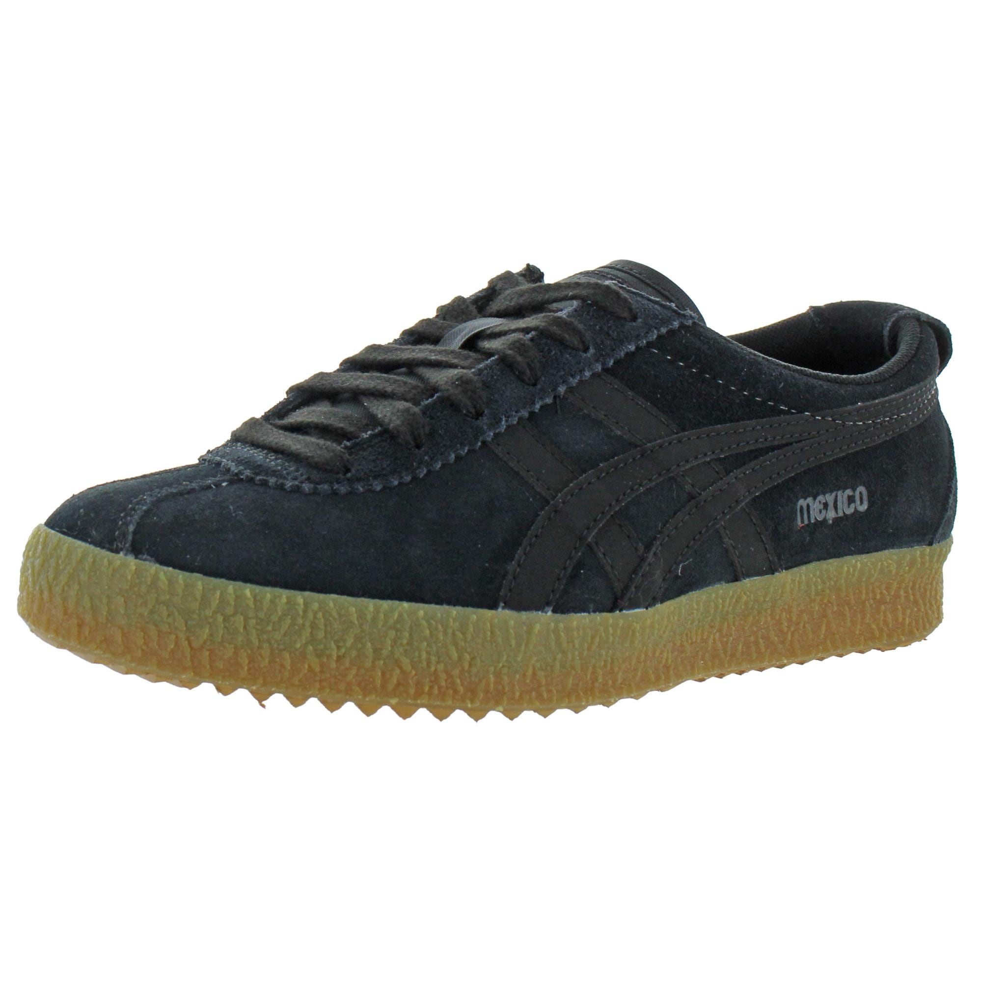 Shop Onitsuka Tiger Womens Mexico Delegation Fashion Sneakers Suede Lifestyle Black Dark Grey 6 Medium B M Overstock 31447915