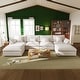 preview thumbnail 1 of 15, Oversized Linen Sectional Sofa Down Filled U-Shaped Couch for Living Room Set White