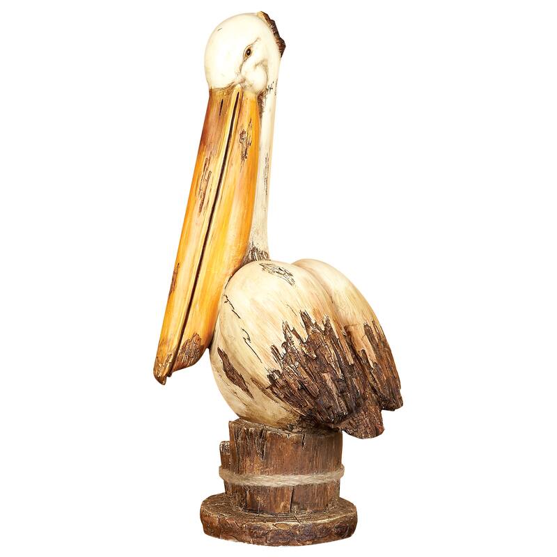 Cream Polystone Pelican Decorative Sculpture