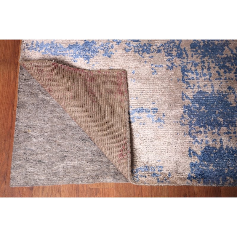Contemporary Indian Area Rug Handmade Abstract Wool Carpet - 6'7" x 9'8"