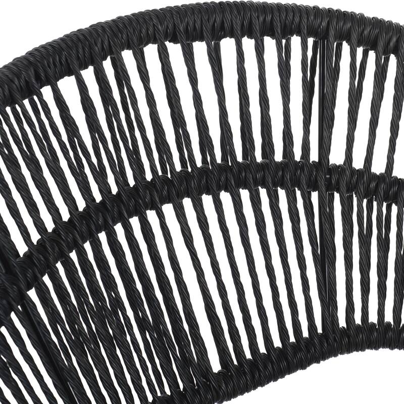 Dark Gray Teak Wicker Dining Chairs Set of 2 Patio Armchairs, Leisure Chair Coffee Chair Reception Chair Side Chair