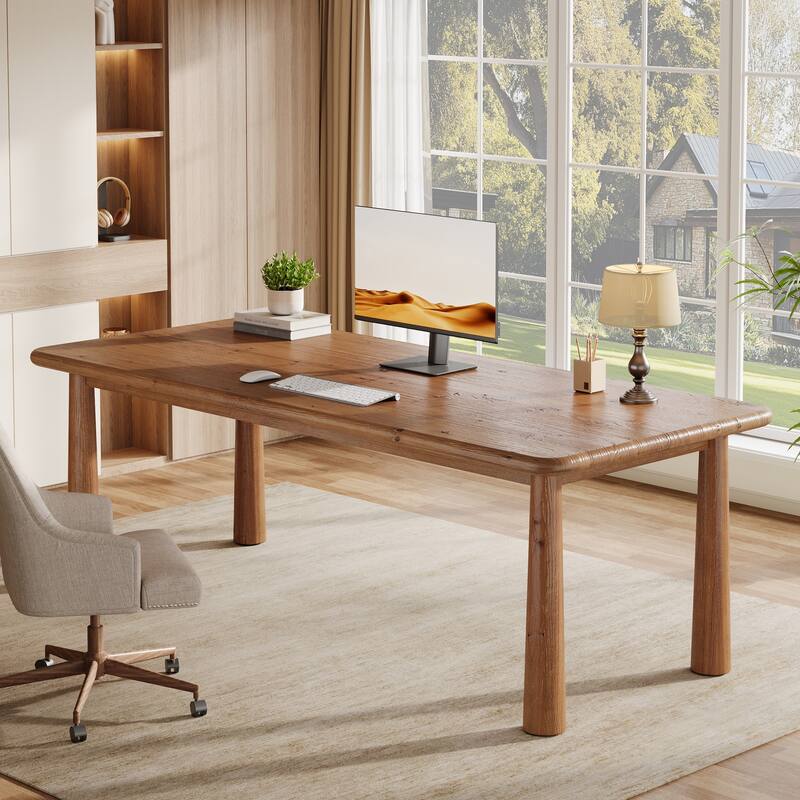 63-Inch Solid Wood Executive Desk with Heavy Duty Legs
