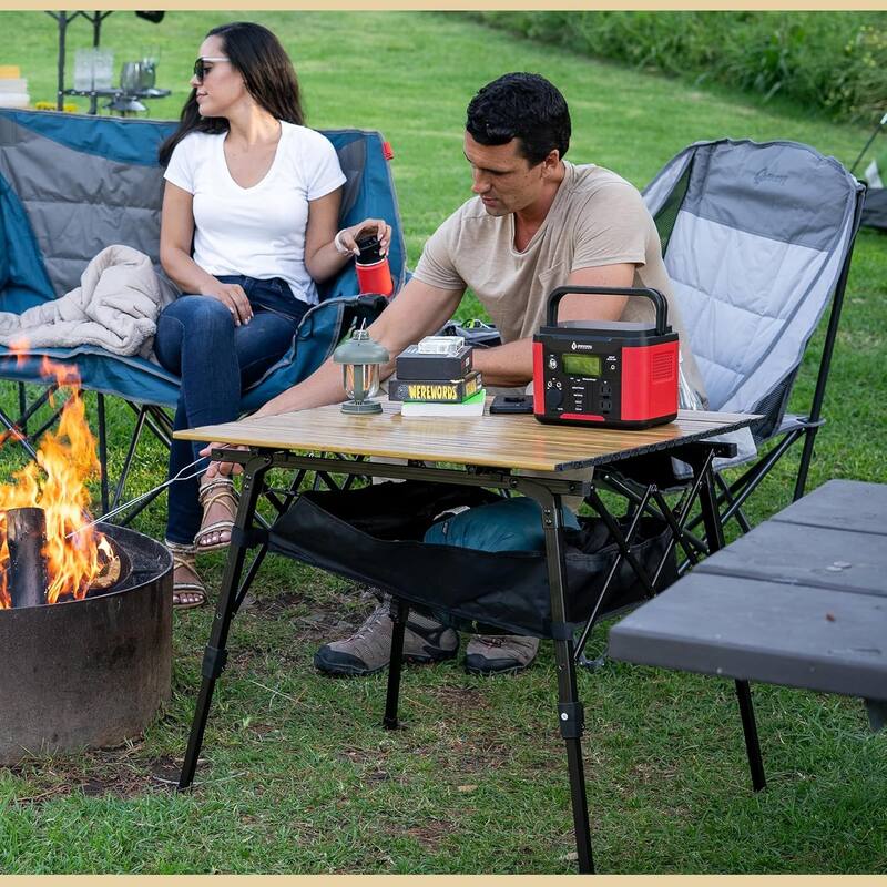 Arrowhead KKS0376U Wood Grain 39" Aluminum Camp Roll Up Table