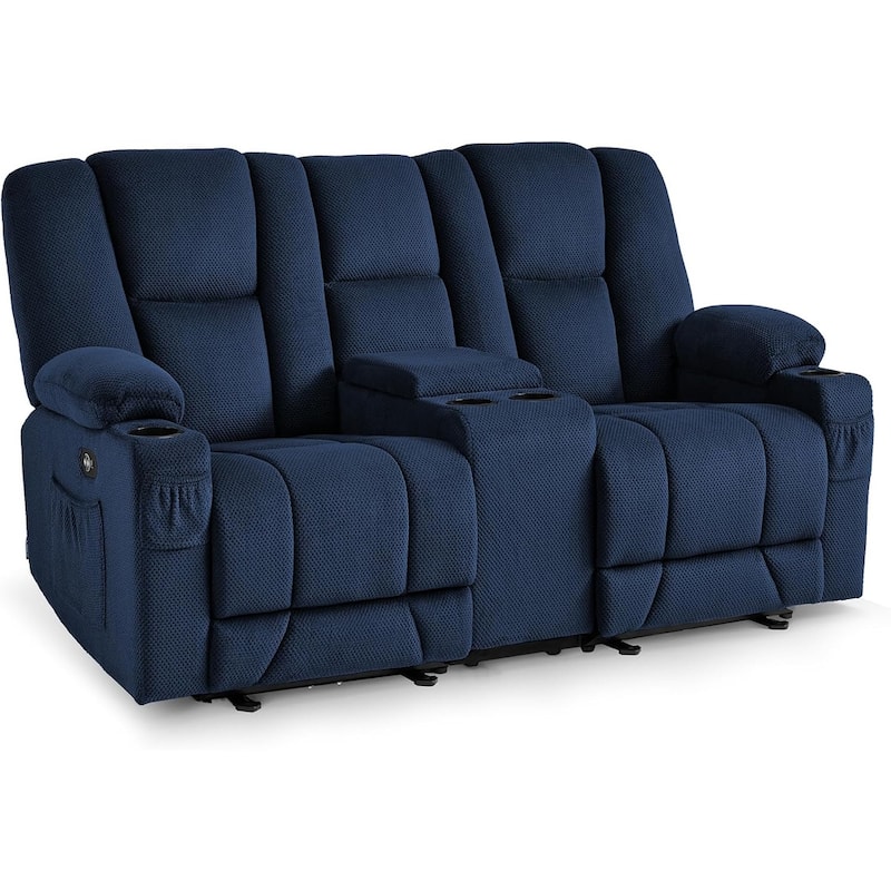 MCombo Electric Power Reclining Sofa with Massage and Lumbar Heat, Fabric 6015/6025/6035/6045