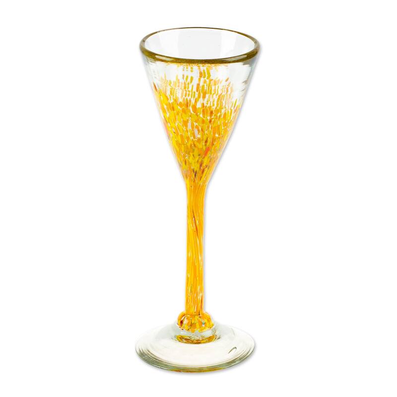 Novica Handmade Yellow Recycled Glass Champagne Flutes (Set Of 6)
