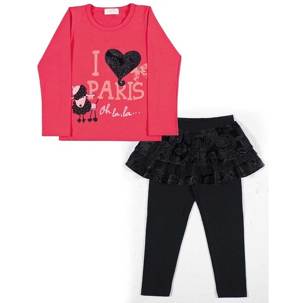 Toddler Girl Outfit Long Sleeve Shirt and Skirt Leggings Pulla Bulla 1-3 Years