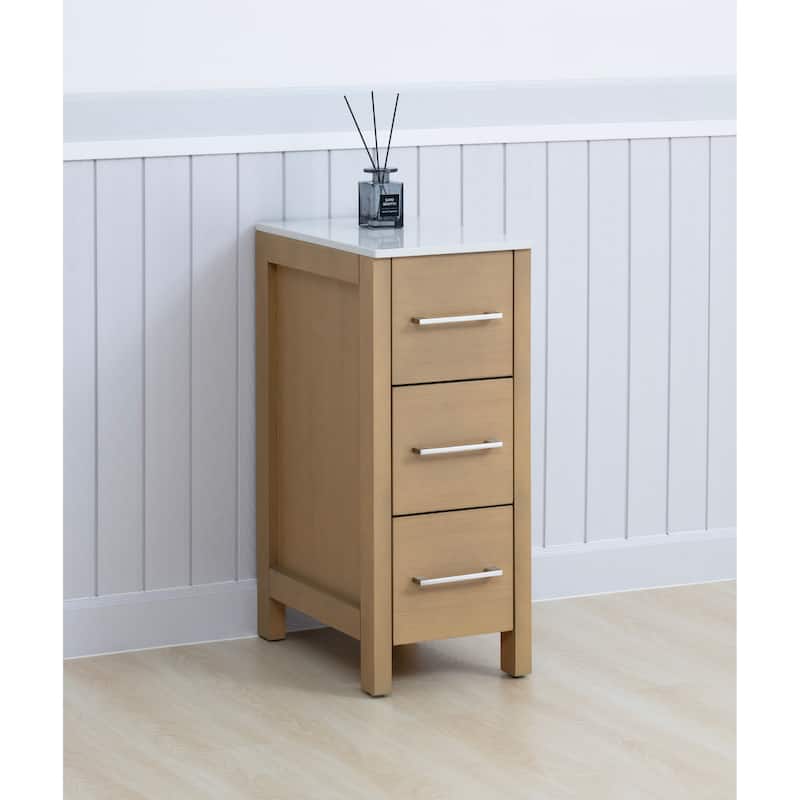 Vanity Art 12" Narrow Bathroom Side Storage Cabinet with Engineered Marble Top - 11.8 W x 18.5 D x 29.1 H