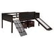 preview thumbnail 8 of 7, Espresso Pine Loft Bed with Climbing Frame, Rope, and Chalkboard - Twin Size with Slide