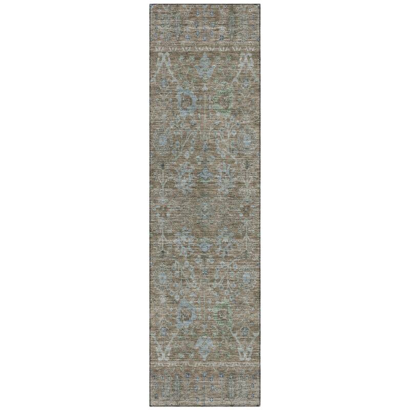 Machine Washable Indoor/ Outdoor Vintage Traditional Chantille Rug