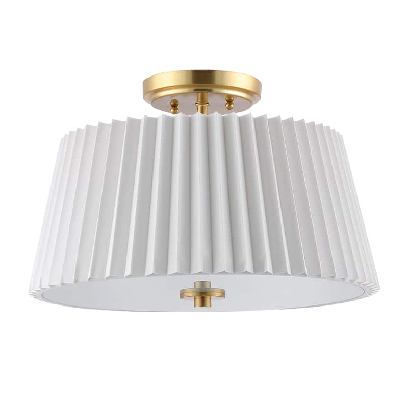 SAFAVIEH Lighting Alexandra Flush Mount - 16" W x 16" D x 11" H - Brass Gold/White - 16Wx16Dx11H