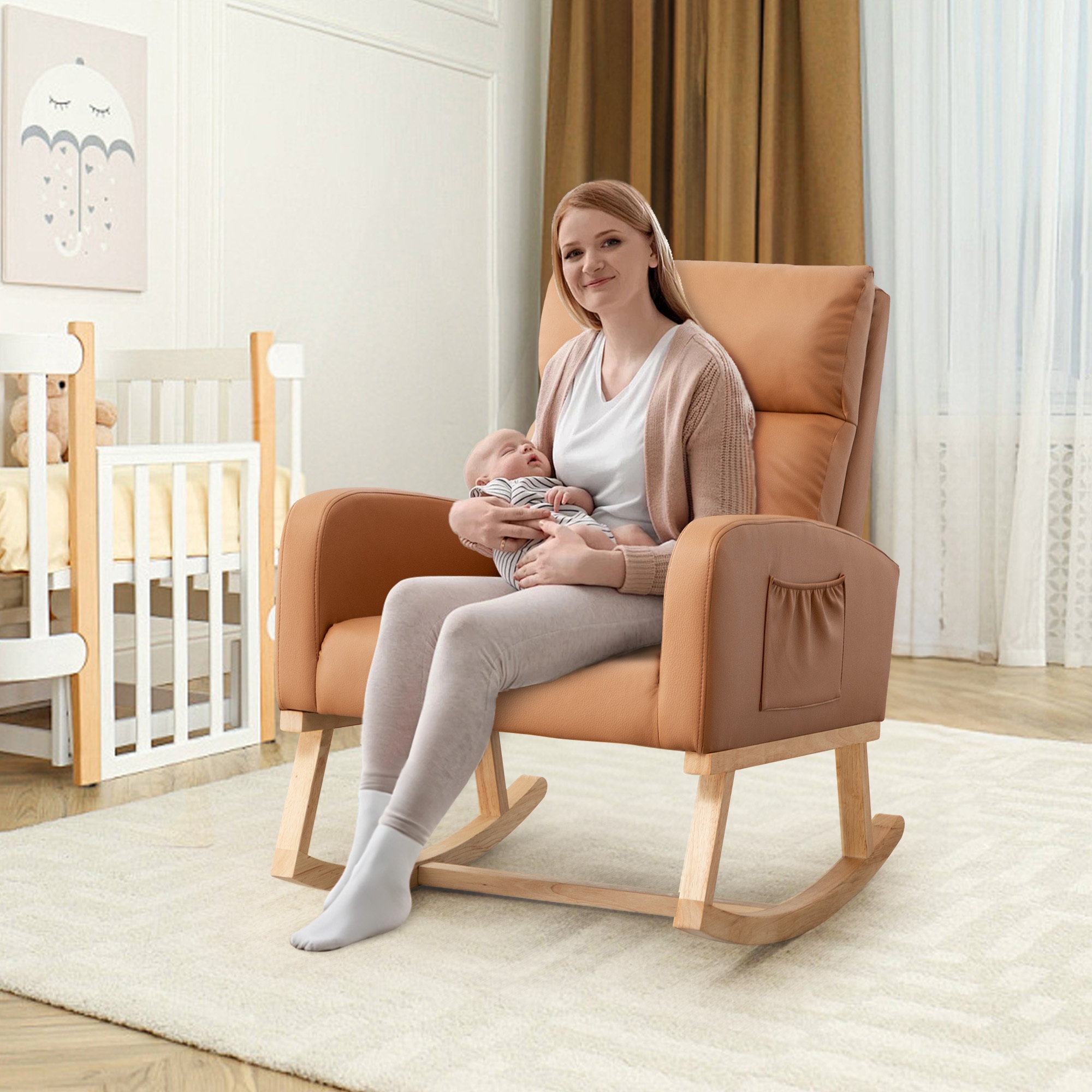 Wide wooden rocking chair hot sale