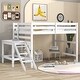 preview thumbnail 11 of 19, Full Size Wooden Loft Bed with Platform and Ladder - Sturdy and Stylish White