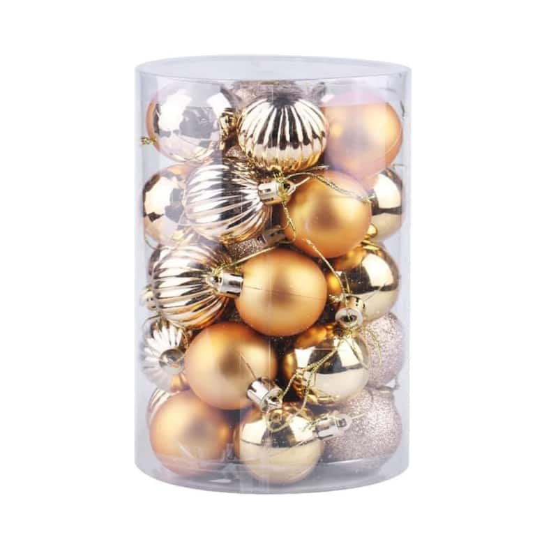 34 Pieces Shatterproof Christmas Ornaments Set Christmas Decorations 1.57 Inch Christmas Balls - N/A - Gold