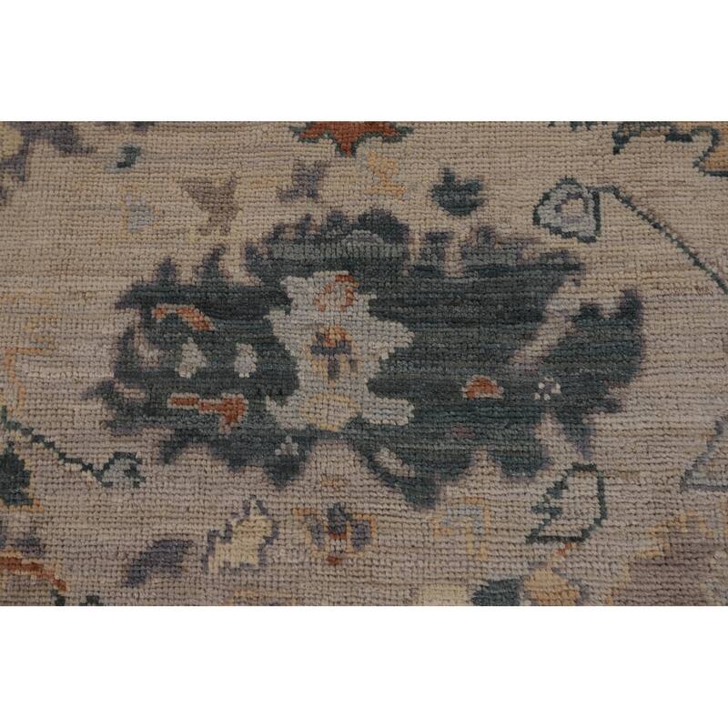 Vegetable Dye Oushak Turkish Area Rug Handmade Geometric Wool Carpet - 6'0"x 8'9"