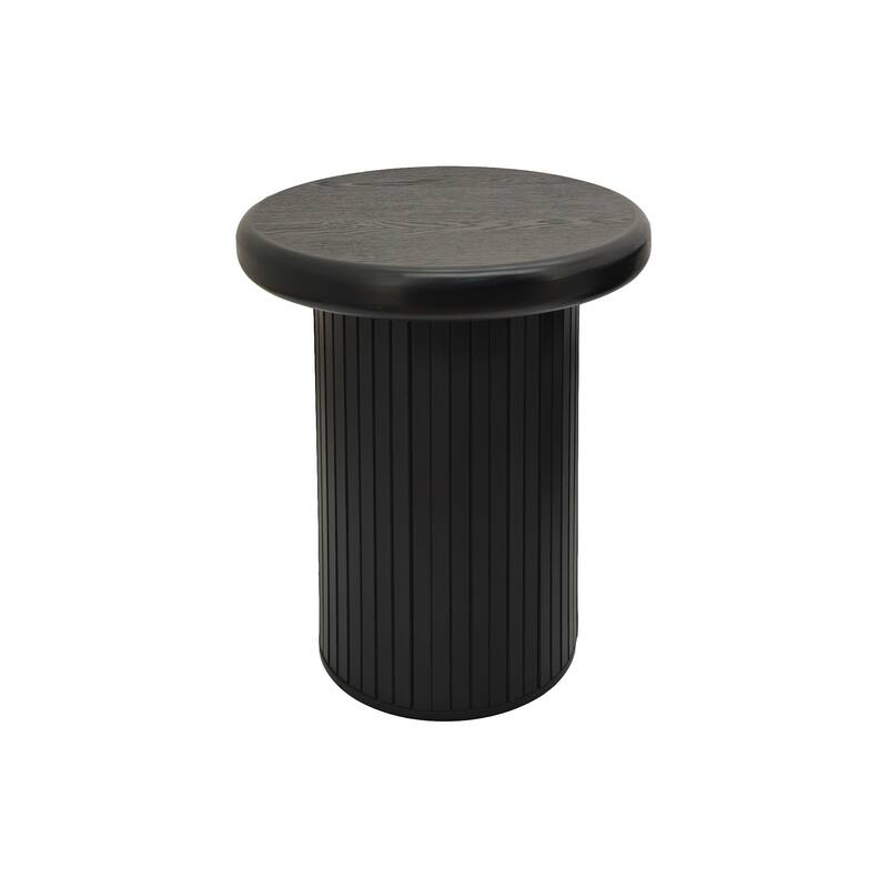 Roomfitters Modern Round Coffee Table Set with Fluted Leg Design, 2-Piece Dual Table Combination, Black Finish