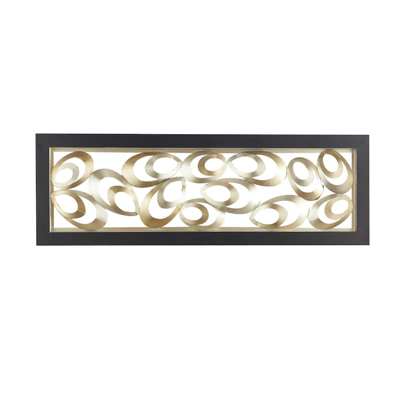 Metal Abstract Scallop Ribbon Wall Decor with Black Frame - Gold - Roche River Decor - Gold