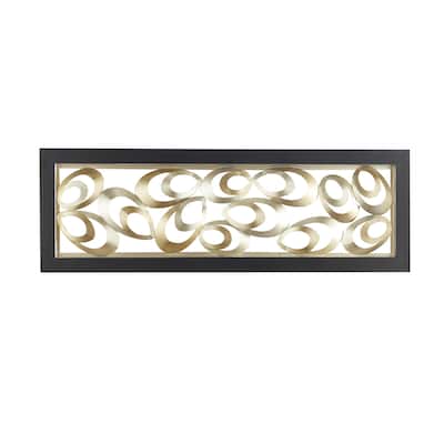 Metal Abstract Scallop Ribbon Wall Decor with Black Frame - Gold - Roche River Decor