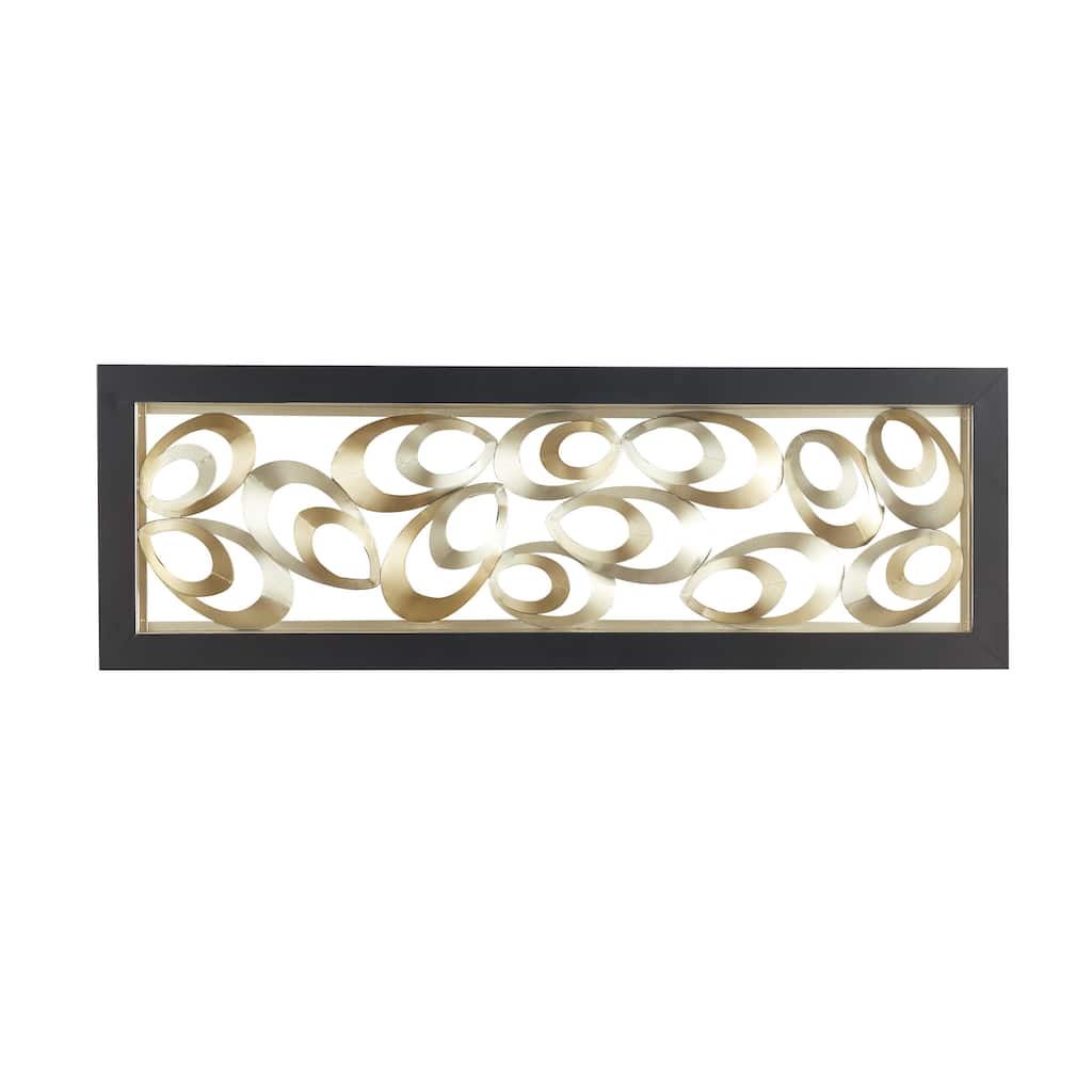 Metal Abstract Scallop Ribbon Wall Decor with Black Frame - Gold - Roche River Decor