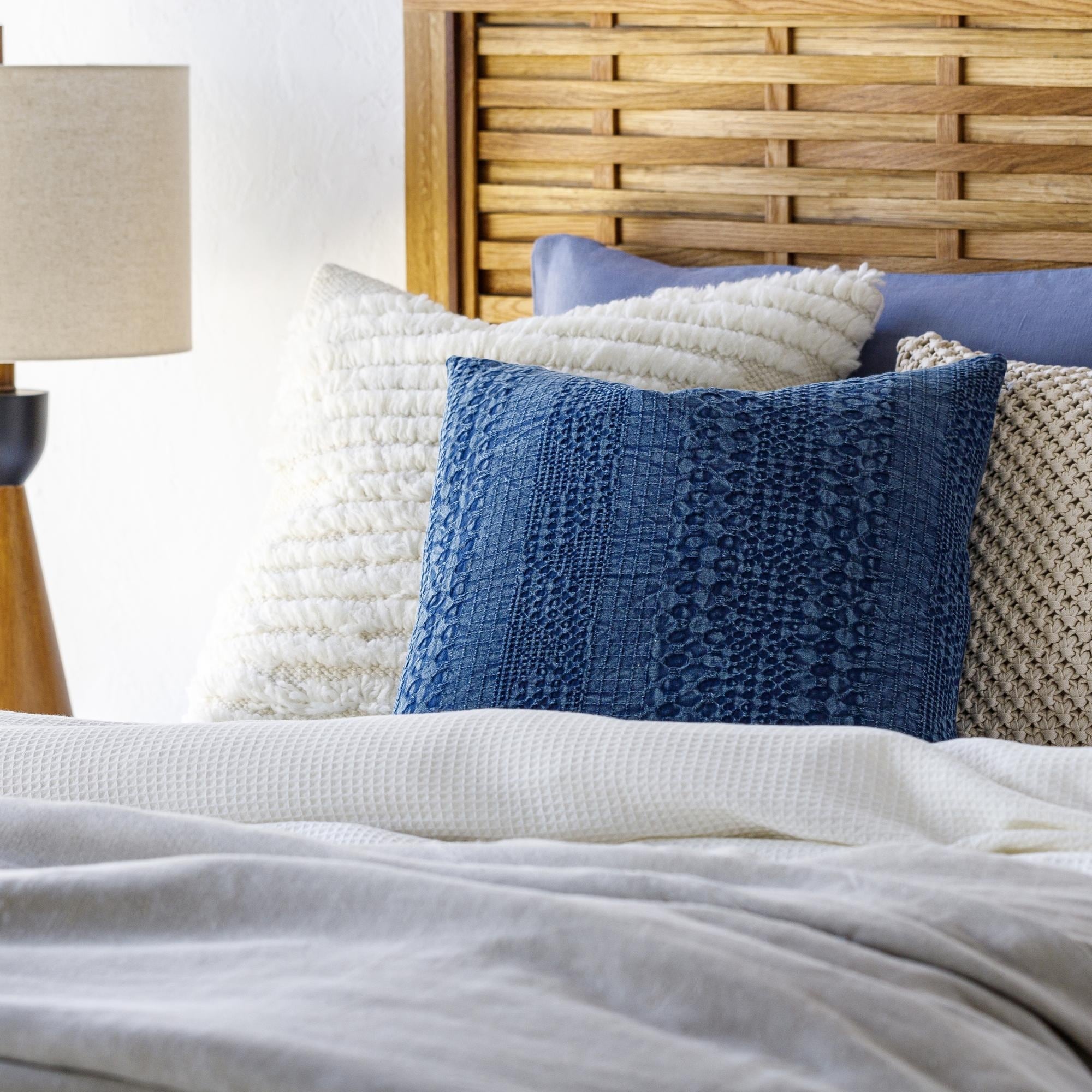 Livabliss Beth Waffle Washed Cotton Solid Color Throw Pillow