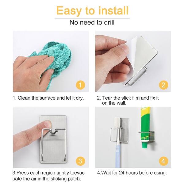 Shop Self Stick Toothpaste Holders And 4pcs Toothbrush Holder Wall