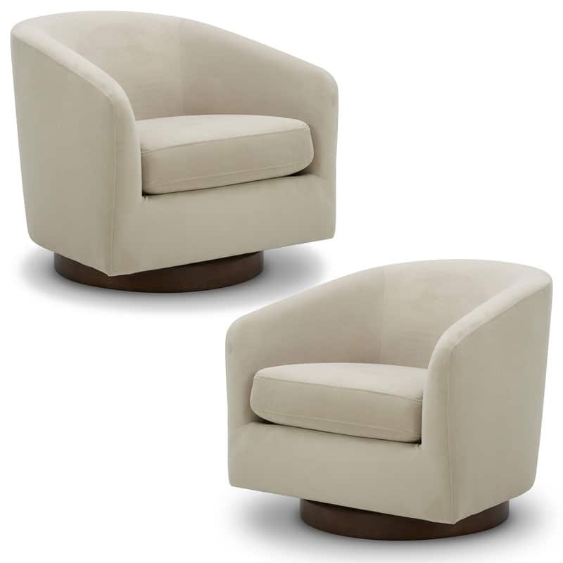 Spruce & Spring Liam Swivel Accent Chair - Set of 2 - Cream White-Velvet