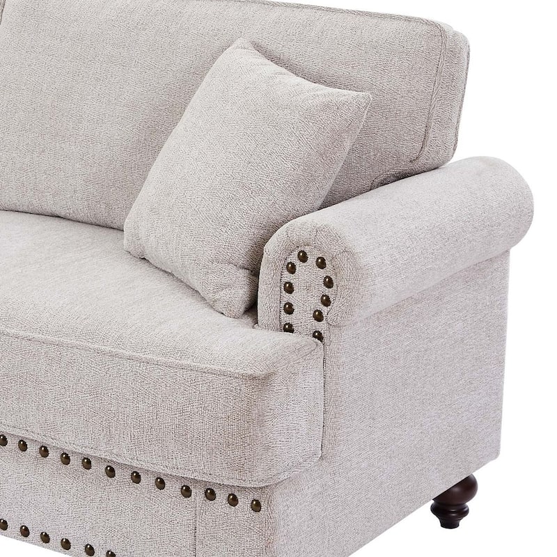 82" Chenille Sofa Couch, Upholstered Sectional Sofa