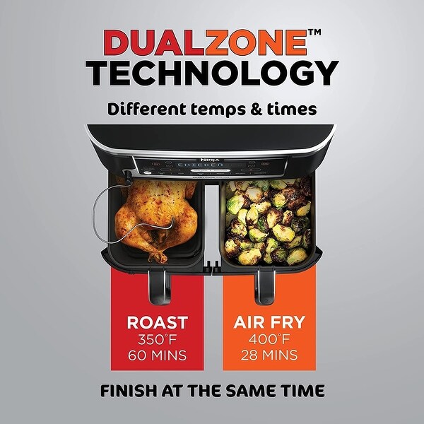 Ninja DZ550 Foodi 6-in-1 DualZone Smart XL Air Fryer (Grey) - Bed
