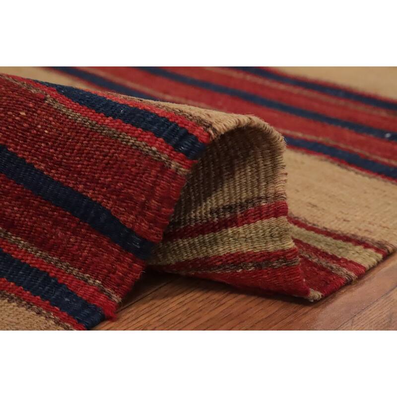 Hand Woven Oriental 100% Wool Carpet Southwestern Geometric Multi-Colored Kilim Area Rug - 8' 6'' X 5' 1''