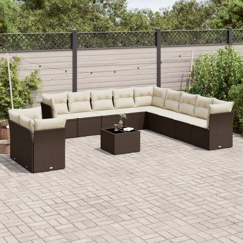 vidaXL Garden Sofa Set Brown PE Rattan Large Modular Garden Sofa Set - 21.7 x 21.7 x 14.6