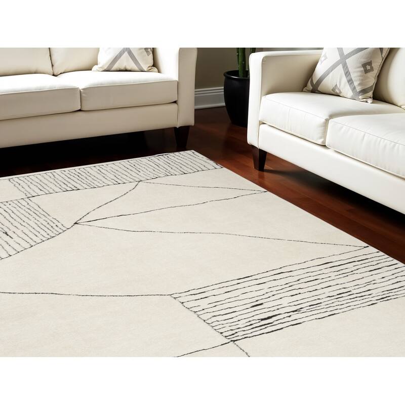 Power Loomed Geometric Modern Stain Resistant Area Rug - 118' X '94' X '0.63 - 118' X '94' X '0.63 - Black - Rectangle
