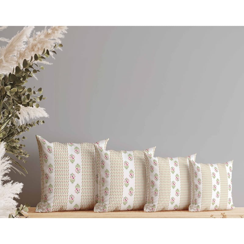 Anemone Artistry Indoor/Outdoor Reversible Throw Pillow White and Green