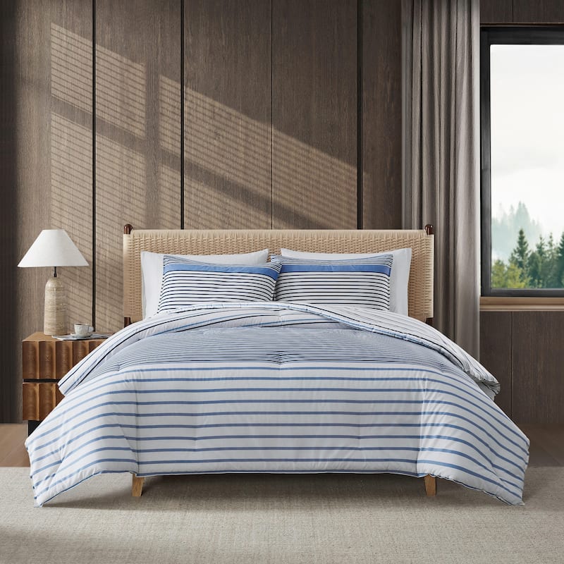 Eddie Bauer Cooper Stripe Cotton Reversible Comforter Set