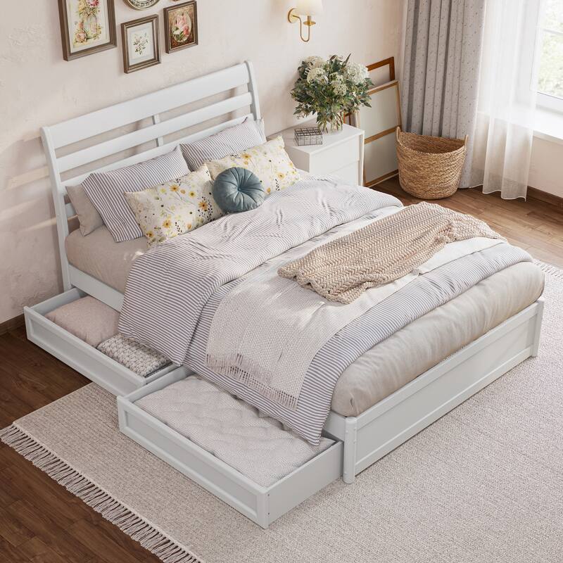 Emelie Platform Bed with Panel Footboard and Storage Drawers