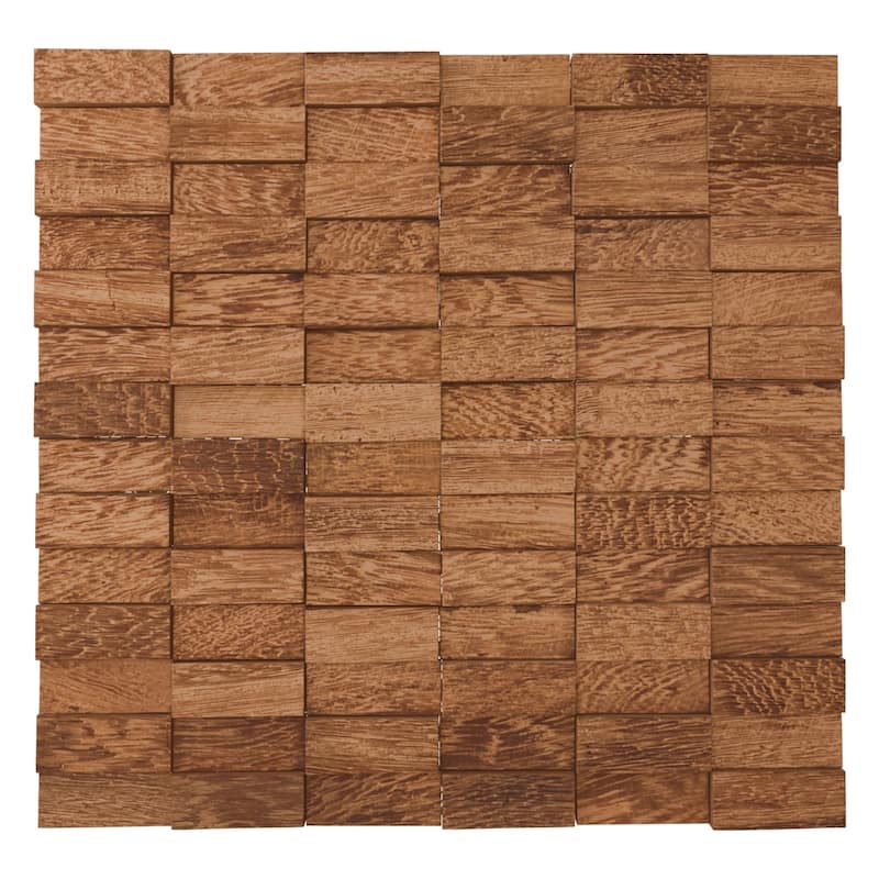 11 7/8"W x 11 7/8"H x 1/2"P Timberly Wood Mosaic Wall Tile, Jatoba - 11 7/8"W x 11 7/8"H x 1/2"P