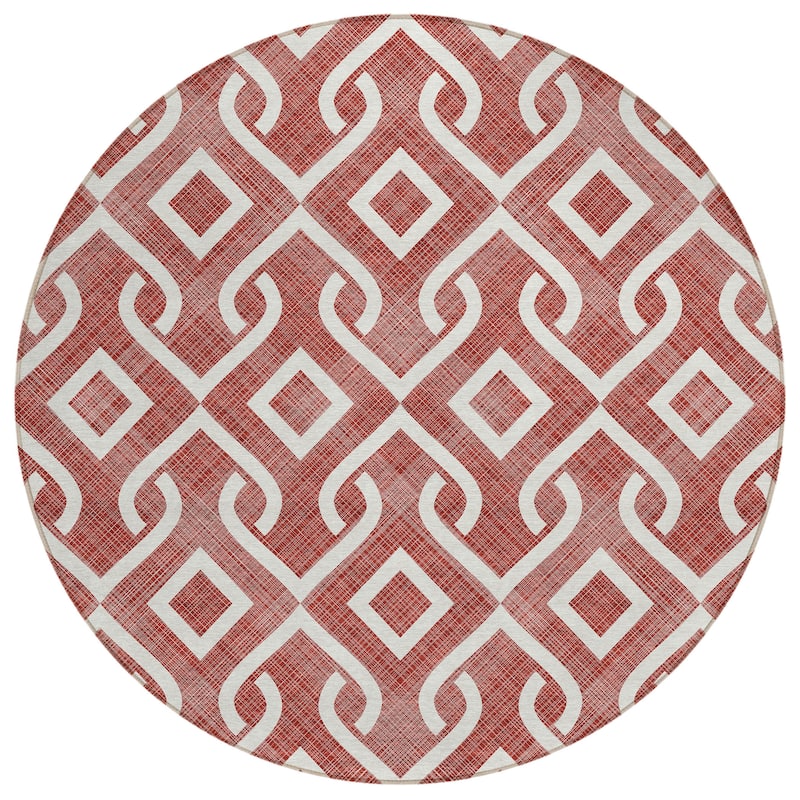 Machine Washable Indoor/ Outdoor Chantille Trellis Scroll Rug