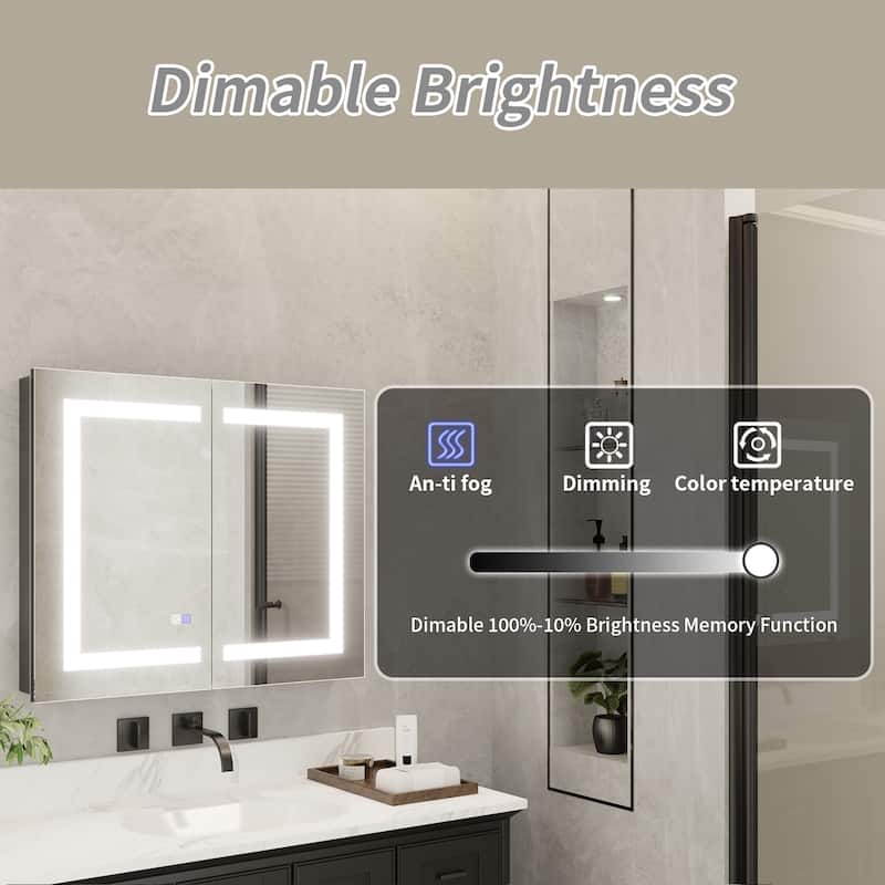 ExBrite 20" x 26" LED Bathroom Medicine Cabinet with Mirrors, Defog