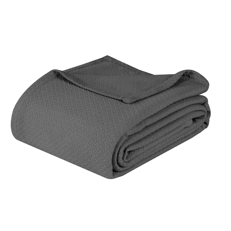 Superior Nobel Cotton Textured Chevron Lightweight Woven Blanket - Throw - Charcoal