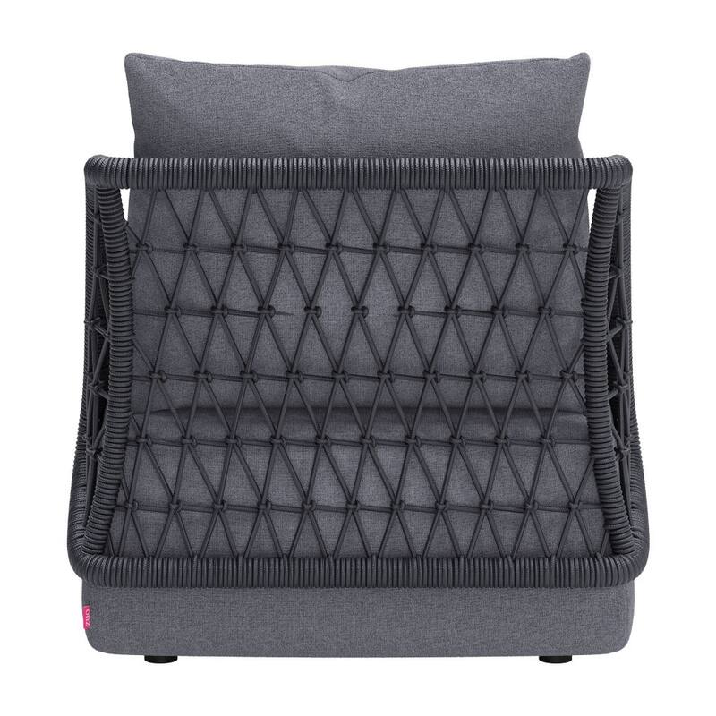HomeRoots 33" Gray Outdoor Accent Chair with Gray Cushions