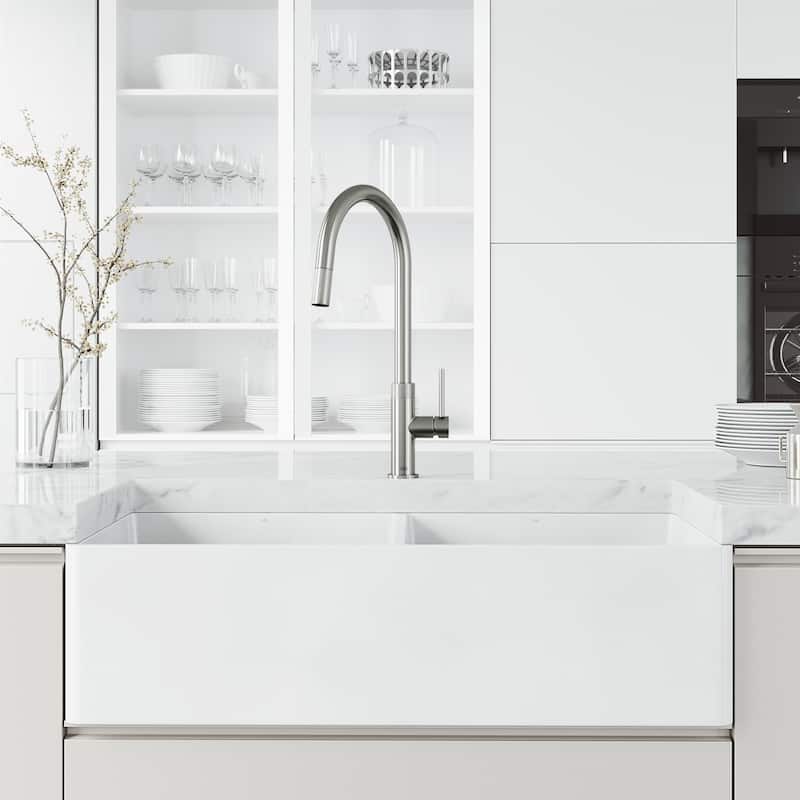 VIGO Bristol 19" H Single Handle Pull-Down Sprayer Kitchen Faucet