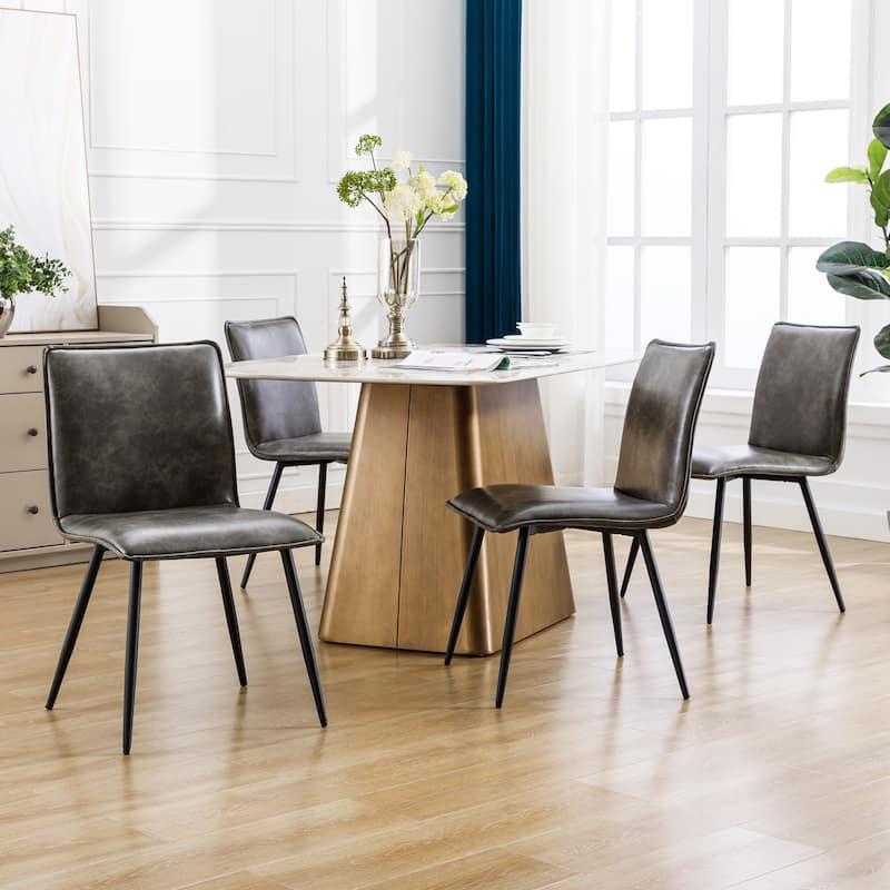 Minimalist 19" Wide Faux Leather Dining Chairs