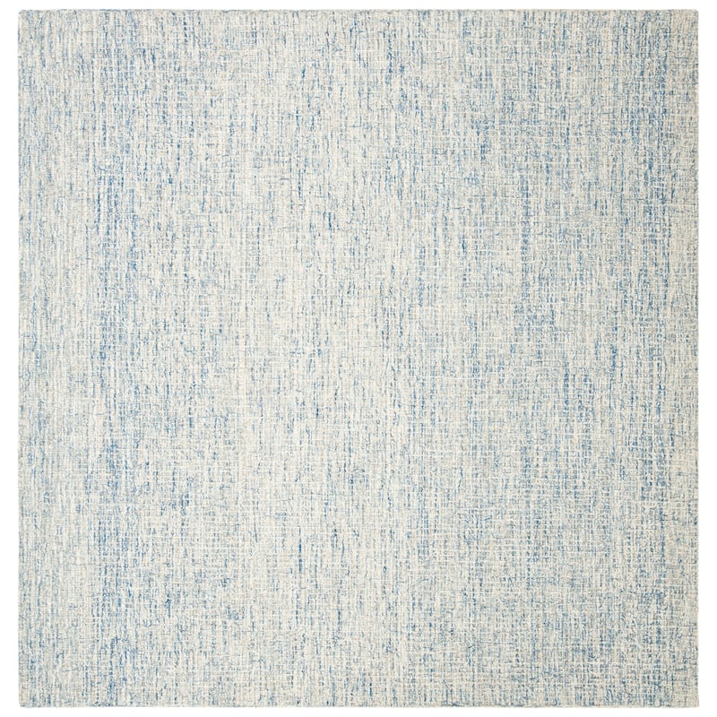SAFAVIEH Handmade Abstract Emily Modern Wool Rug - 8' Square - Ivory/Blue - Square