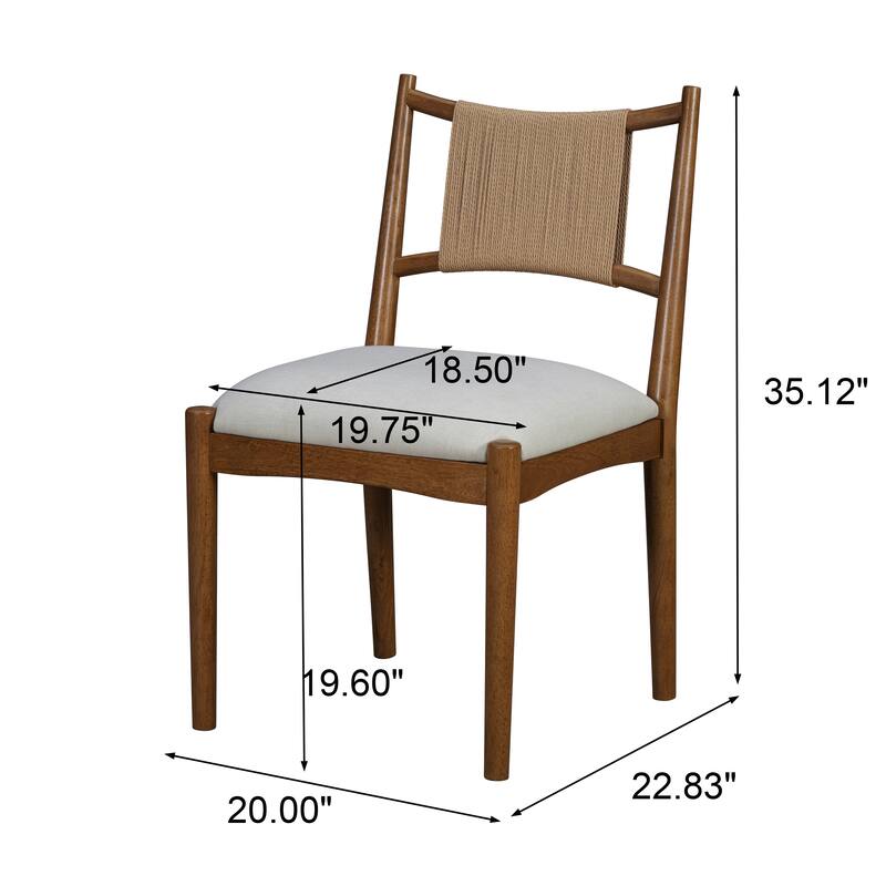 Christopher Knight Home - Mid-Century Set of 2 Upholstered Dining Chair with Woven Paper Rope Back