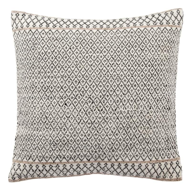 Tribal Pattern Ivory/Black Throw Pillow - 18"X18" Polyester Fill - Ivory/Dark Gray