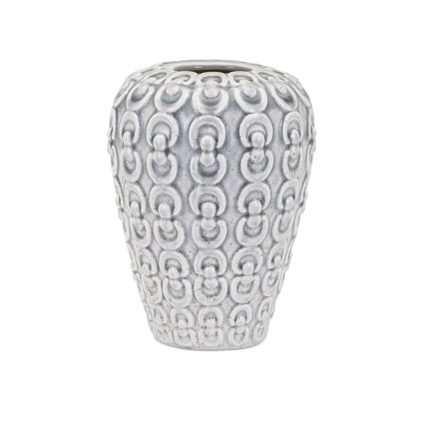 9.5" White and Gray Decorative Small Vase - N/A