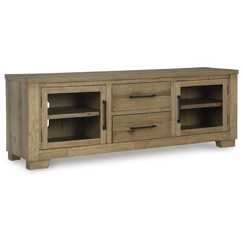 Signature Design by Ashley Galliden Light Brown 80" TV Stand for TVs up to 92" - 79.38" W x 20" D x 28.25" H