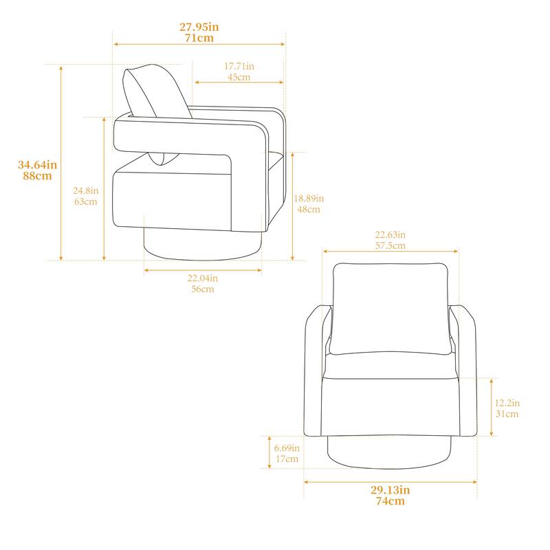 Navy Modern 29.13" Boucle 360° Swivel Accent Chair with Open Back and Solid Wood Frame