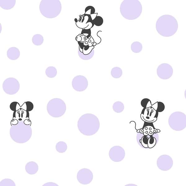 slide 2 of 6, Disney Minnie Mouse Dots Purple Wallpaper