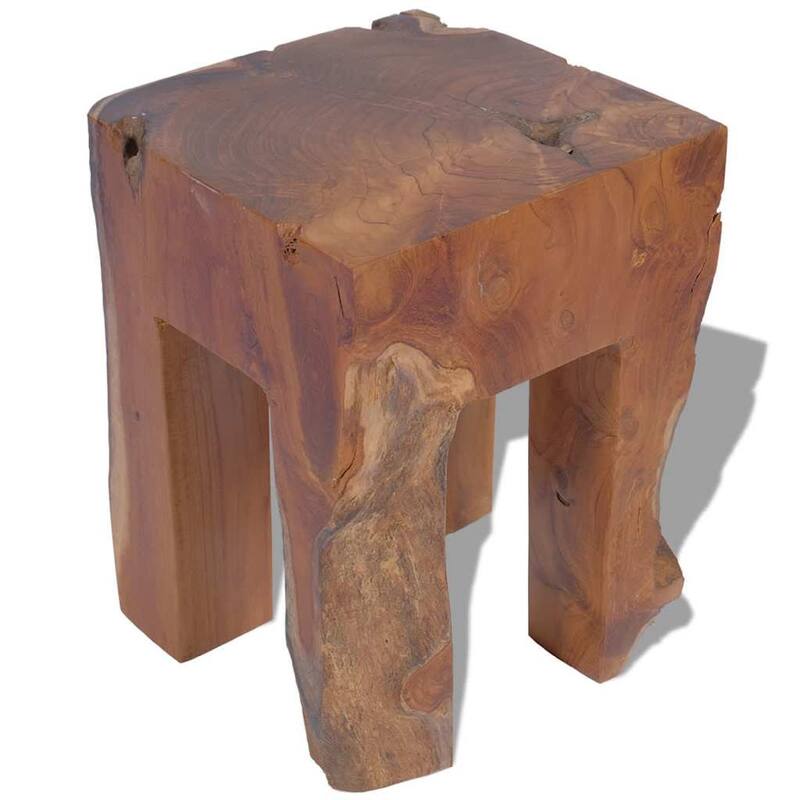 Dusty Outdoor Stool, Square Shaped Design, Brown Solid Teak Wood